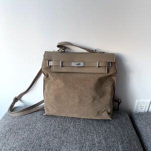 Faux suede sand color mini backpack